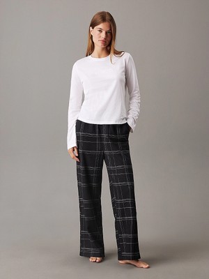 Calvin Klein Kadın Yüksek Bel Relaxed Fit Çizgili Geniş Paça Siyah Spor Eşofman Takımı 000QS7420E-SN1