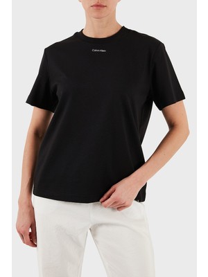 Calvin Klein Kadın Pamuklu Bisiklet Yaka Kısa Kollu Siyah T-Shirt LV147C857G-UB1
