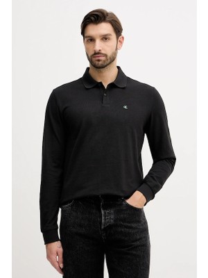 Calvin Klein Erkek Uzun Kol Regular Fit Düğme Kapama Siyah Polo Yaka T-Shirt LV04RE201G-UB1