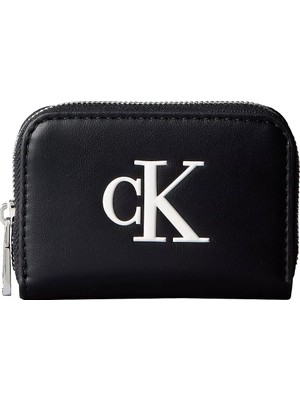 Calvin Klein Kadın Ck Desenli Fermuar Kapamalı Kart Bölmeli Siyah Cüzdan LV04F1154G-3L2