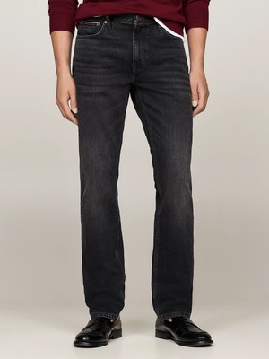 Tommy Hilfiger Erkek Normal Bel Slim Fit Dar Paça Siyah Jeans MW0MW36673-1B2
