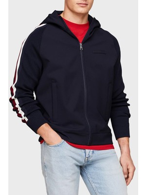 Tommy Hilfiger Erkek Kapüşonlu Fermuar Kapamalı Uzun Kollu Lacivert Sweatshirt MW0MW33544-DW5
