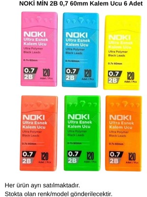Noki Min 2B 0.7 mm 60 mm Kalem Ucu 6'lı Renkli Ultra Esnek Kalem Uçları