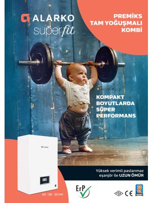 Alarko SUF 24 24 kW Premiks Tam Yoğuşmalı Kombi Hermetik Baca ile Isıtma Tekniği
