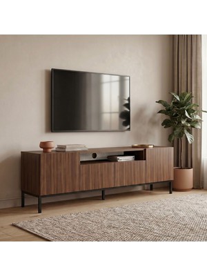Rani Mobilya Rani Home Tv Ünitesi Milano Ceviz - Siyah 160 cm AA-5945