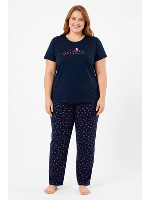 Fames Büyük Beden Yazlık Kısa Kol Awesome Kadın Pijama Takımı