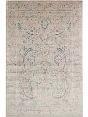 Cool Halı Pierra Vizon Mavi %100 Naturel Tencel Iplik Yumuşak Modern Vintage Klasik Desenli Şık Salon Halısı