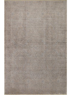 Cool Halı Pierra Koyu Kahve Bej Rengi Tencel Iplik Yumuşak Madalyon Desenli Soft Luxury Tasarım Salon Halısı