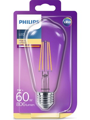 Philips LED Classic 60W ST64 E27 Non-Dım 2700K (2'li Paket)