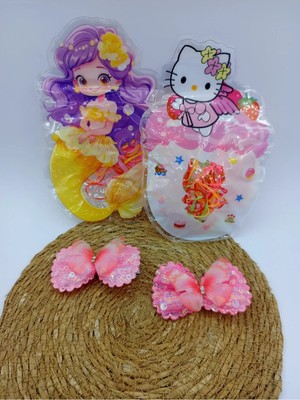 My World Life Taşlı Pullu Kelebek Mdetaylı Klips Toka Set ve Lastik Toka Set