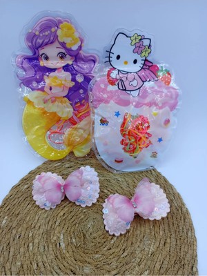 My World Life Taşlı Pullu Kelebek Mdetaylı Klips Toka Set ve Lastik Toka Set