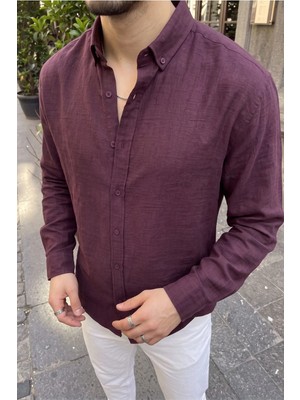 Livio Ferri Napas Erkek Oversize Keten Görünümlü Gömlek
