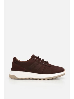 Yaya By Hotiç Erkek Kahverengi Nubuk Deri Bağcık Detaylı Sneaker