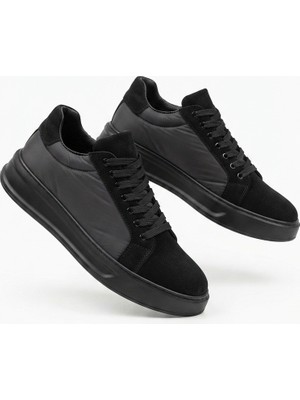 Zerenyus ZRK-X46 Yüksek Kalite Paraşüt Kumaş Siyah Yüksek Taban Sneakers