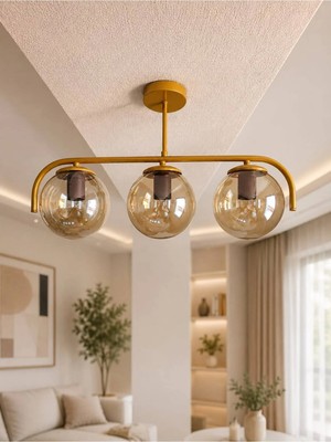 Ömür Avize Gönül Eskitme Gold Kasa 3lü Avize