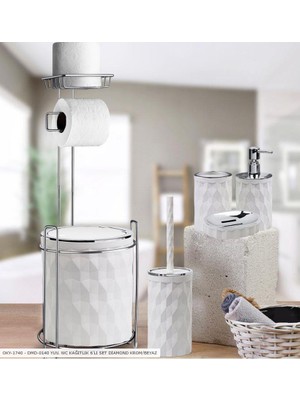 Kosova Diamond Krom/beyaz Yuvarlak 6lı Banyo Takımı OKY-1740