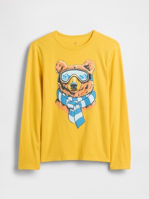 Gap Erkek Çocuk Sarı Grafik Baskılı T-Shirt
