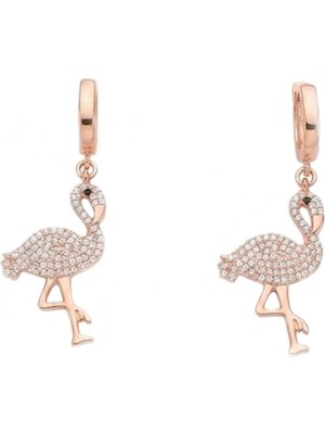 Pigado 925 Ayar Gümüş Zirkon Taşlı Flamingo Kadın Küpe