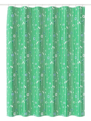 IKEA Bollbuddleja Yeşil-Çiçek Deseni 180X200 cm Duş Perdesi