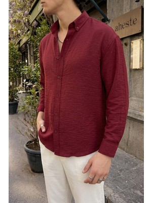 Livio Ferri Napas Erkek Oversize Keten Görünümlü Gömlek