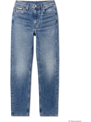 Calvin Klein Kadın / Kız Mavi Calvin Klein Mom Jean Foster Blue, X8B Mavi Kadın Kot Pantolon