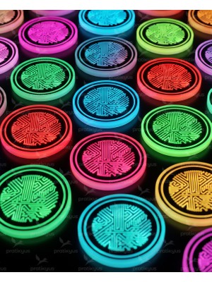 Pratikyus 2'li 7 Renkli LED' li Araba Bardak Altı,– USB Şarjlı, Sensörlü, Araba İçi Dekoratif Aydınlatma