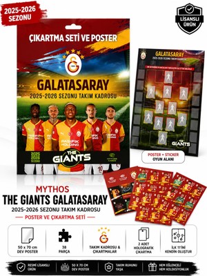 Mythos Cards Mythos The Giants Galatasaray 2025-2026 Sezonu Takım Kadrosu Poster ve Çıkartma Seti | 50 x 70 cm | 38 Parça