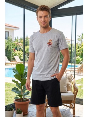 Remsa Erkek Kısa Kol Şortlu Pijama Takımı 4350 GRI03