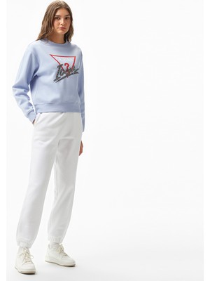 Guess Triangle Label Jo Organic Soft Fleece 350 Kadın Beyaz Eşofman Altı