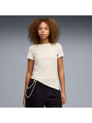 Puma Kadın / Kız Krem Puma Ess Scrıpt Tee Krem Kadın T-Shirt & Polo