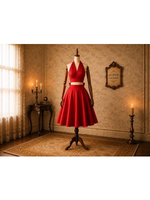 Guensı Vıctorıa-Ruby Satin 2 -Piece Set