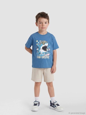 LC Waikiki Lcw Kids Mavi Baskılı Erkek Çocuk Tişört ve Şort