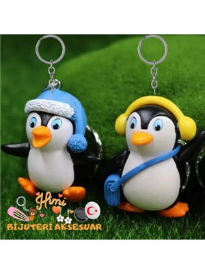 himi bijuteri aksesuar 2'li Penguen Plastik Anahtarlık Sırt Çantası Süsü Oto Anahtarlık Okul Çantası Süsü Spor Çantası Süsü