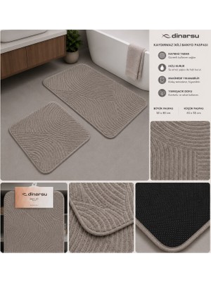 Dinarsu 2'li Kaymaz Taban 50X80-45X50 Banyo Paspası
