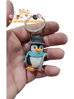 himi bijuteri aksesuar Bastonlu Penguen Plastik Anahtarlık Sırt Çantası Süsü Oto Anahtarlık Okul Çantası Süsü Spor Çantası Süsü