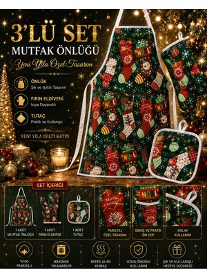 Sıvı Geçirmez 3'lü Mutfak Önlüğü & Eldiven Seti