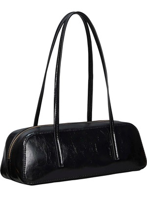 Calvin Klein Siyah Kadın Omuz Çantası Foıl Logo Glossy Bauletto