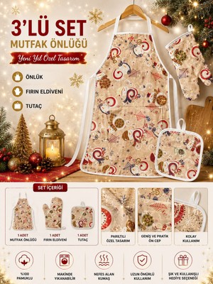 Sıvı Geçirmez 3'lü Mutfak Önlüğü & Eldiven Seti