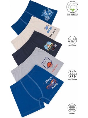 Özkan Underwear Özkan 31802 5'li Paket Erkek Çocuk Pamuklu Karışık Renkli Desenli Yumuşak Rahat Şort Boxer