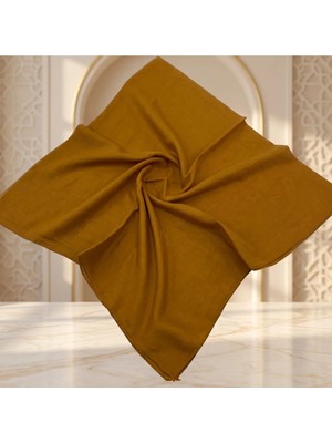 Maysam Hac Umre Hediyelik Düz Dikişli Yazma 100X100 cm Hardal