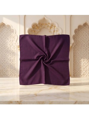 Maysam Hac Umre Hediyelik Düz Dikişli Yazma 100X100 cm Mürdüm