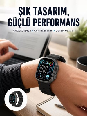 Ankaverse Amoled Ekran 49MM Ultra Tasarım 3 Kordonlu Akıllı Saat Yeni Nesil