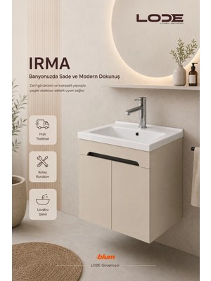 Lode Bath Lode Irma Kumtaşı 70 cm Seramik Lavabolu Alt Banyo Dolabı