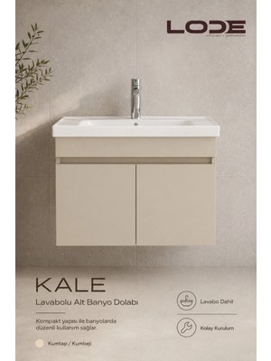 Lode Bath Lode Kale Kumtaşı 90 cm Seramik Lavabolu Alt Banyo Dolabı