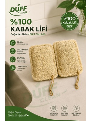 Duff Clean Doğal Kabak Bulaşık Lifi 2 Adet Çift Taraflı Kullanım 12X8 Cm Çizmez Özellik