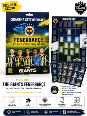 Mythos Cards Mythos The Giants Fenerbahçe 2025-2026 Sezonu Takım Kadrosu Poster ve Çıkartma Seti | 50 x 70 cm | 38 Parça