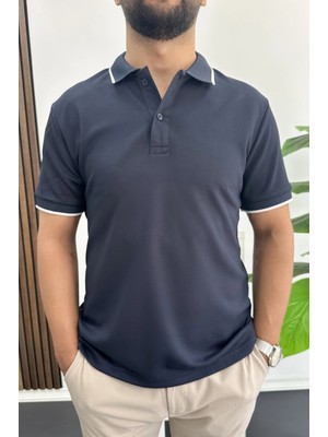 Edwox Erkek Soft Kumaş Polo Yaka Tişört Lacivert EDW506
