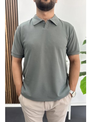 Edwox Erkek Nefes Alan Kumaş Polo Yaka Tişört Yeşil EDW505