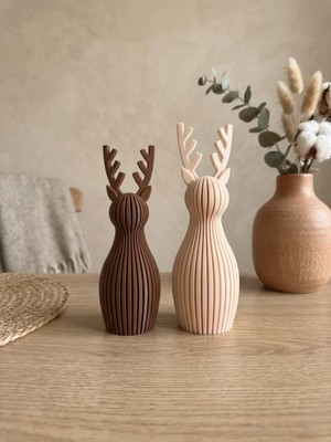 ARKlife 3D Electronic 2'li Geyik Biblo Minimalist Dekoratif Modern Iskandinav Ev Ofis Hediyelik Obje 17CM - 15CM