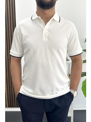 Edwox Erkek Soft Kumaş Polo Yaka Tişört Beyaz EDW506